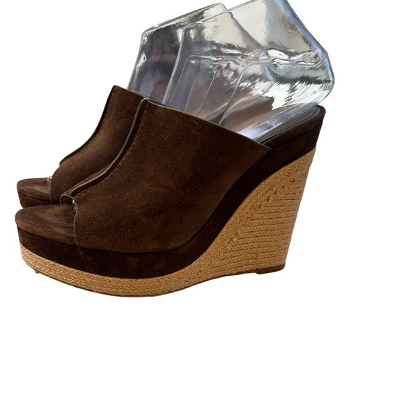 Michael Kors Collection Charlize Suede Wedge Mules Sandals Sz 9 / 39.5 - Picture 15 of 16